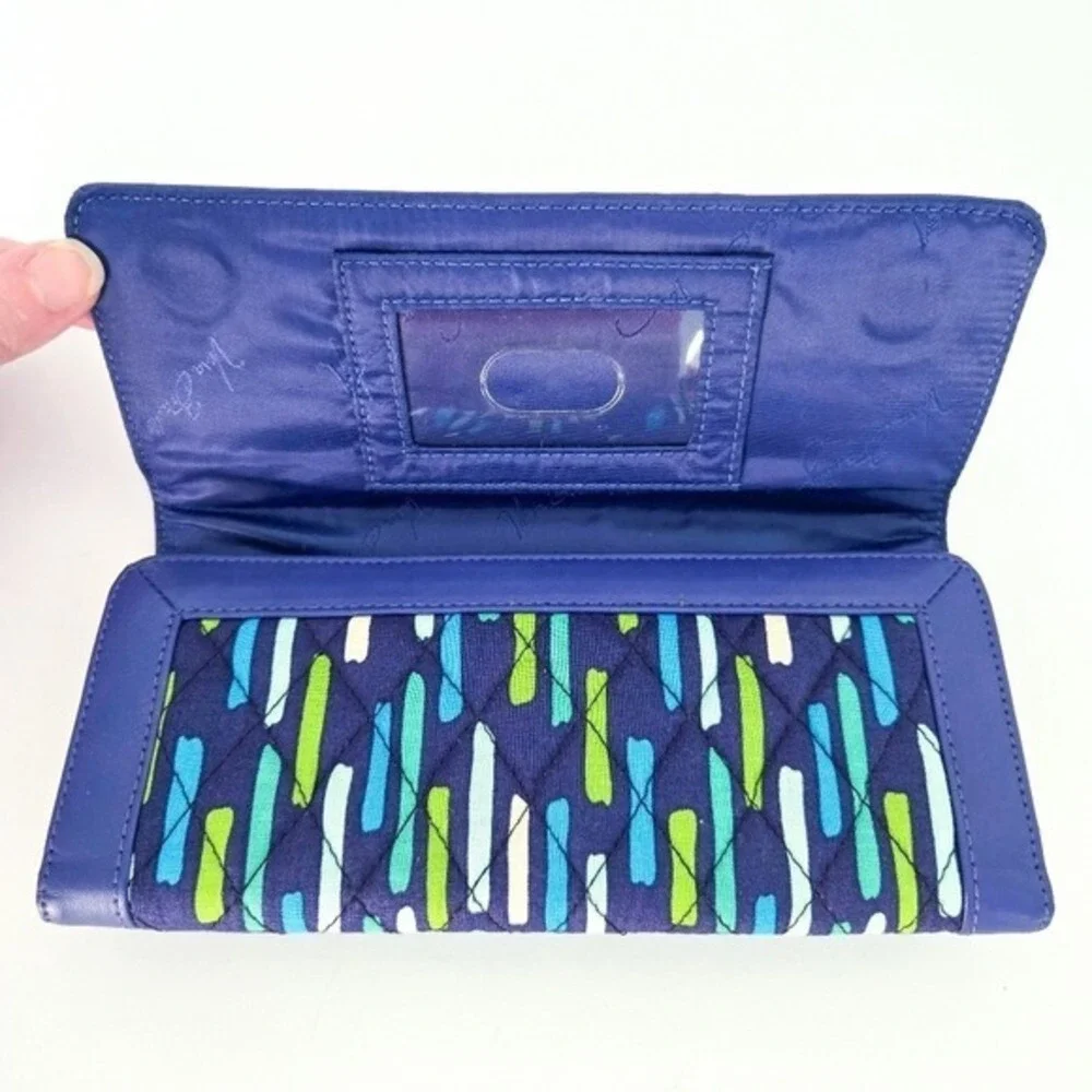 Vera Bradley Blue & Green‎ Striped Katalina Showers Trifold Wallet - Picture 3 of 6